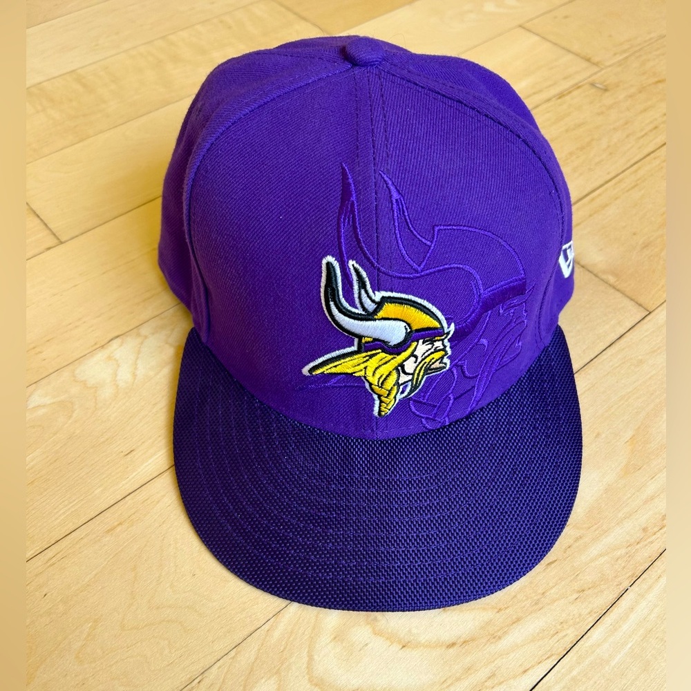 Purple & Gold Embroidery Vikings Cap - size 7 1/8